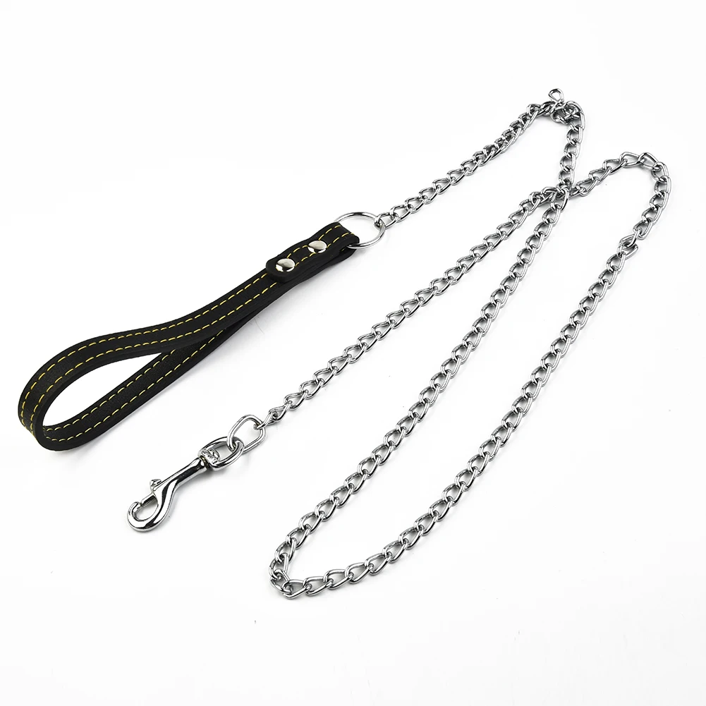 Metal Chain Dog Lead With Leather Dog Harness Leash Style Handle Strong Control Leash Outdoor Security Training Dog Harness Supp
Metal Chain Dog Lead With Leather Dog Harness Leash Style Handle Strong Control Leash Outdoor Security Training Dog Harness Supp