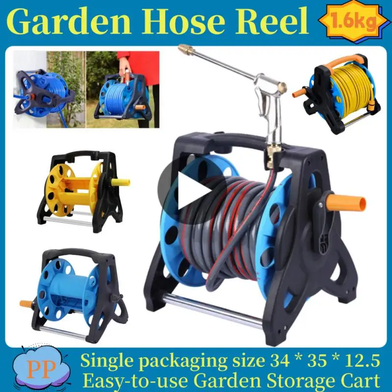 

Garden Hose Reel Holder Hand Crank Hoses Reels Rack Water Pipe Storage Cart Winding Tool Rack Garden Storage Tools Supplies