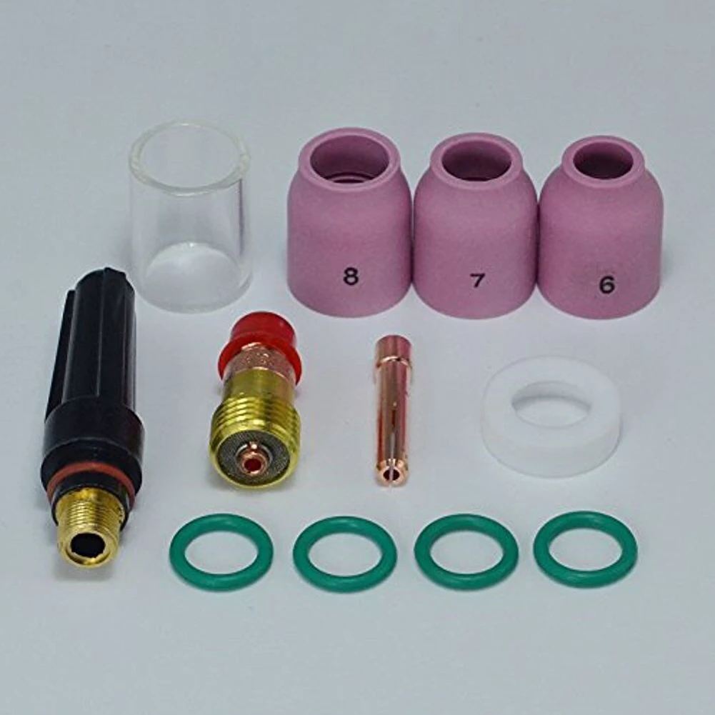 Комплект сварочных работ TIG короткая газовая линза, 12 шт., 17GL332 3/32 дюйма, Комплект алюминиевых насадок с 10 чашками для сварки DB SR WP с воздушным охлаждением, детали инструментов
Комплект сварочных работ TIG короткая газовая линза, 12 шт., 17GL332 3/32 дюйма, Комплект алюминиевых насадок с 10 чашками для сварки DB SR WP с воздушным охлаждением, детали инструментов