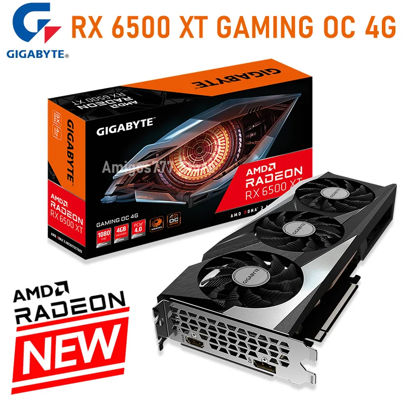 GDDR6 Gigabyte Radeon RX 6500 XT GAMING OC 4G Graphics RX 6500 XT 18000 МГц 6pin 6500XT GPU RX6500 видеокарта GDDR6 Новинка Radeon RX 6500 XT, 6-нм, 18000 МГц, GDDR6, 7680×4320, тройное охлаждение, совершен...
GDDR6 Gigabyte Radeon RX 6500 XT GAMING OC 4G Graphics RX 6500 XT 18000 МГц 6pin 6500XT GPU RX6500 видеокарта GDDR6 Новинка Radeon RX 6500 XT, 6-нм, 18000 МГц, GDDR6, 7680×4320, тройное охлаждение, совершен...