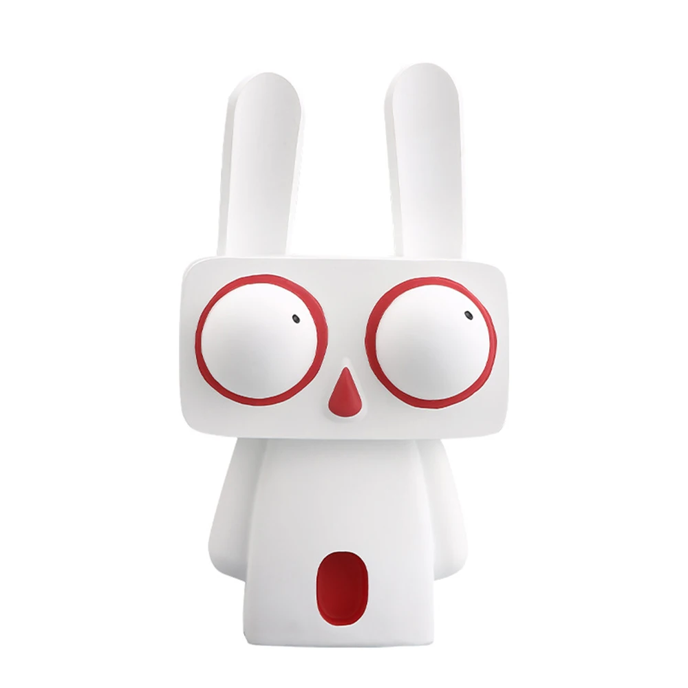 

Hand drawn cartoon red and white big eyes rabbit resin ornaments home soft decoration hallway living room crafts