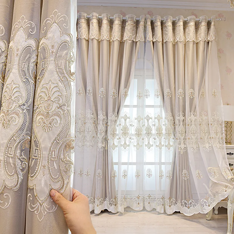Modern Double Layer Tulle and Blackout Living Room Curtains Luxury Home Decor Embroidered Sheer Curtains Girls Bedroom Curtain 
Modern Double Layer Tulle and Blackout Living Room Curtains Luxury Home Decor Embroidered Sheer Curtains Girls Bedroom Curtain