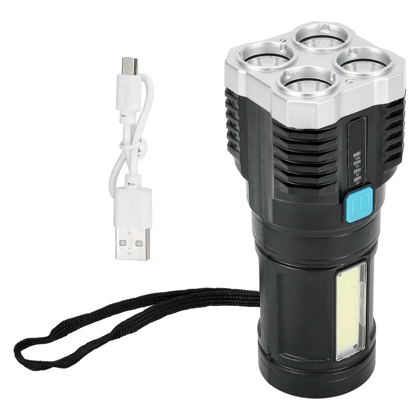 2022 New Flashlight Source Flashlight Strong Light USB Rechargeable With USB Cable Anti-explosion Four Core Light
2022 New Flashlight Source Flashlight Strong Light USB Rechargeable With USB Cable Anti-explosion Four Core Light