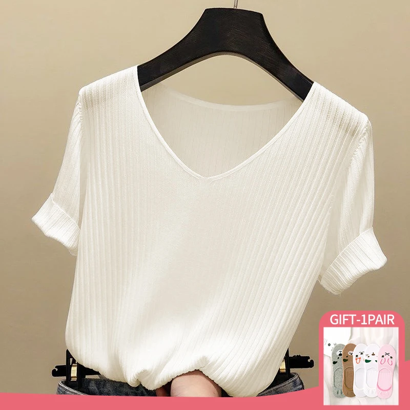 Blouse Women Tops Mujer 2022 Summer Short Sleeve White Blouse V-Neck Knitted Solid Color Blouse Shirt Tops Women Casual Blouse
Blouse Women Tops Mujer 2022 Summer Short Sleeve White Blouse V-Neck Knitted Solid Color Blouse Shirt Tops Women Casual Blouse