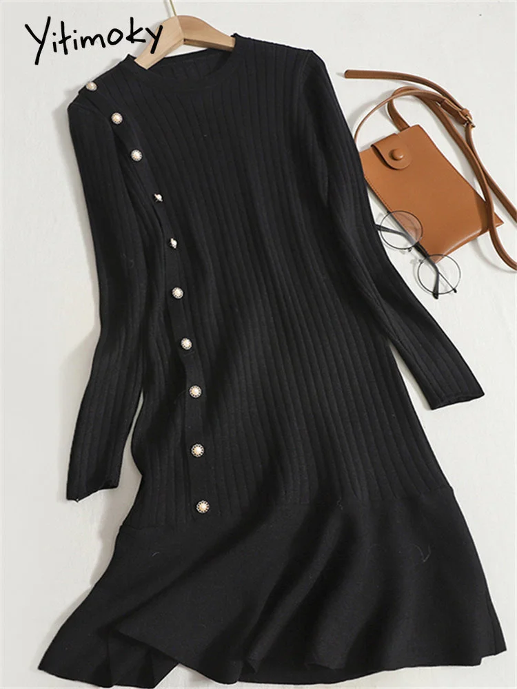 2023 Ruffles Dress for Women Fall Winter 2022 New Korean Fashion Slim Dresses Office Ladies Single Breasted O Neck Dress
2023 Ruffles Dress for Women Fall Winter 2022 New Korean Fashion Slim Dresses Office Ladies Single Breasted O Neck Dress