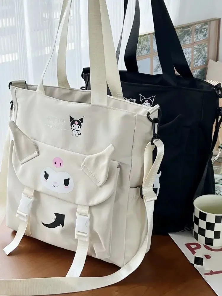 Sanrio мультяшная Милая Наплечная Сумка-тоут Kuromi через плечо сумка для учеников