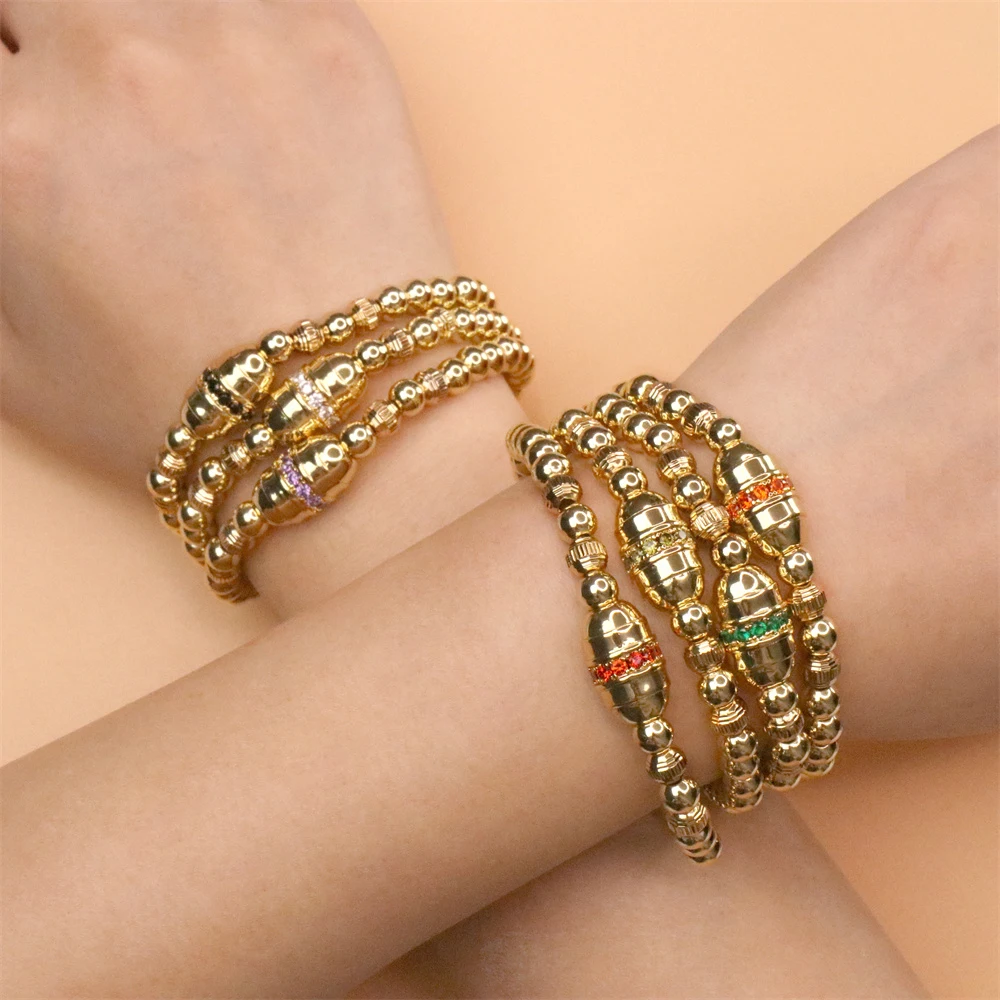6MM Gold Color Beads Bracelets For Women Trendy Statement Oval Colorful Cubic Zirconia Pendant Handmade Stretch Bracelet Jewelry
6MM Gold Color Beads Bracelets For Women Trendy Statement Oval Colorful Cubic Zirconia Pendant Handmade Stretch Bracelet Jewelry
