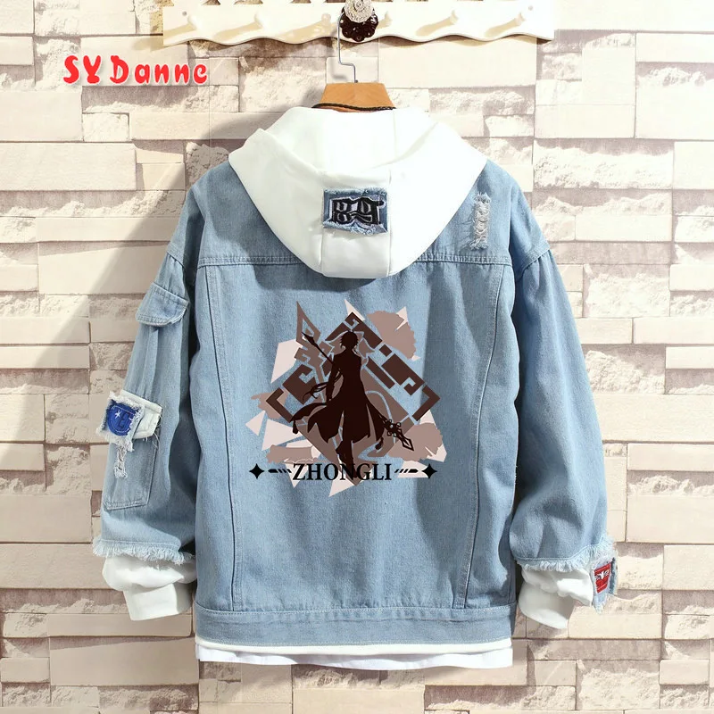Genshin Impact Cosplay Jean Jacket Tartaglia Morax Hu Tao Mona Fake Two Piece Hooded Spring Autumn Denim Sweatshirt
Genshin Impact Cosplay Jean Jacket Tartaglia Morax Hu Tao Mona Fake Two Piece Hooded Spring Autumn Denim Sweatshirt