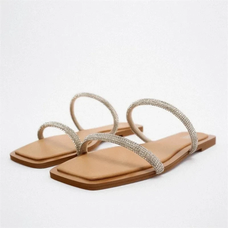 TRAF Rhinestone Slippers Sandals Flat Shoes For Women Summer Squared Toe Slippers Fashion Beach Sandals Casual Flats Sandal
TRAF Rhinestone Slippers Sandals Flat Shoes For Women Summer Squared Toe Slippers Fashion Beach Sandals Casual Flats Sandal