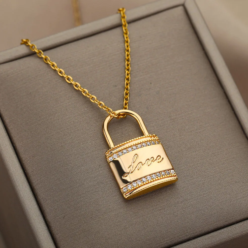 Women Gold&Silver Color Love Letter Lock Pendant Chokers Chain Necklaces for Titanium Stainless Steel Vintage Wedding Jewelry
Women Gold&Silver Color Love Letter Lock Pendant Chokers Chain Necklaces for Titanium Stainless Steel Vintage Wedding Jewelry