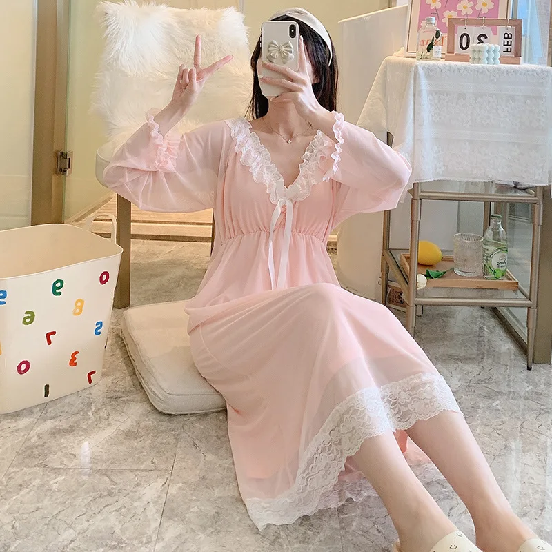 Spring New Palace Style Cotton Nightdress Sleepwear Women Long Sleeve Sexy Dress Casual Loose Nightgowns Comfortable Negligee
Spring New Palace Style Cotton Nightdress Sleepwear Women Long Sleeve Sexy Dress Casual Loose Nightgowns Comfortable Negligee