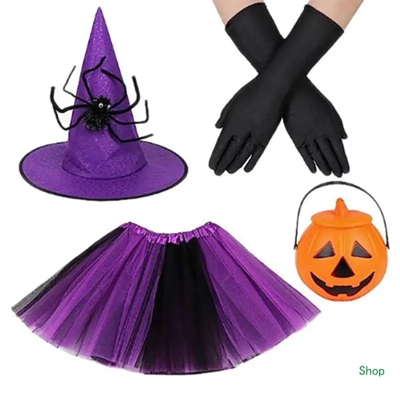 L5YC Women Children Halloween Spiders Cobweb Skirt Witch Wizard Hat Suit Sets 
L5YC Women Children Halloween Spiders Cobweb Skirt Witch Wizard Hat Suit Sets