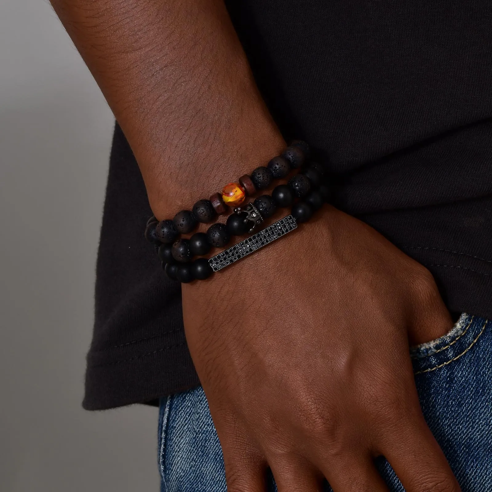 Vnox Crown Beads Bracelets for Men, 6mm/8mm Beaded Chain Bracelets Set, Natural Lava Stone Stress Relief Wristband
Vnox Crown Beads Bracelets for Men, 6mm/8mm Beaded Chain Bracelets Set, Natural Lava Stone Stress Relief Wristband
