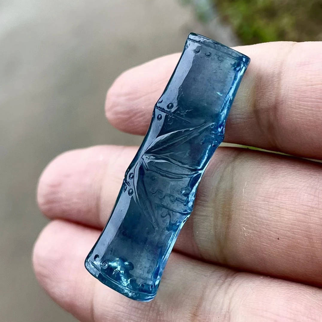 Natural Blue Aquamarine Quartz Bamboo Carved Pendant 41.1*12.6mm Jewelry Deep Blue Aquamarine Oval Necklace AAAAA
Natural Blue Aquamarine Quartz Bamboo Carved Pendant 41.1*12.6mm Jewelry Deep Blue Aquamarine Oval Necklace AAAAA