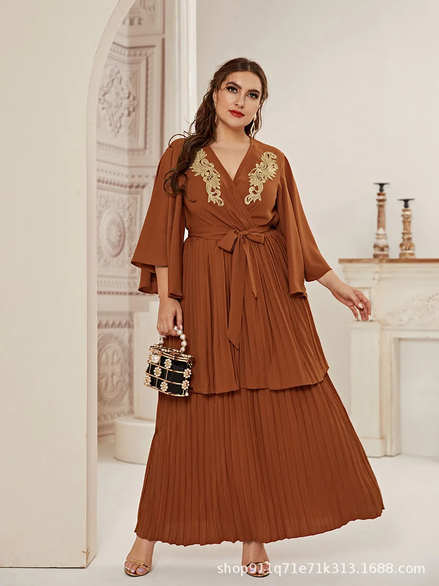 BUSHRA Summer Autumn Long Dress Women Embroidery Dress Three Quarter Sleeve Large Oversized Pleated Ankle-Length Dress
BUSHRA Summer Autumn Long Dress Women Embroidery Dress Three Quarter Sleeve Large Oversized Pleated Ankle-Length Dress