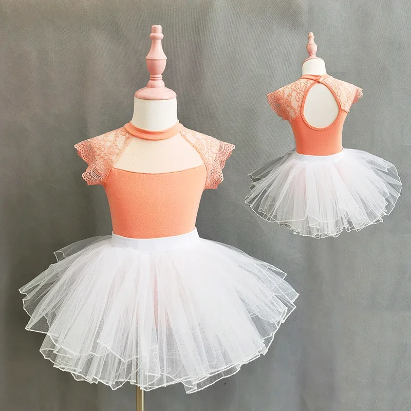 

Кружевное балетное танцевальное платье для девочек, гимнастическое балетное трико, танцевальная одежда, детская балетная юбка-пачка, костюм для лебедей и озерных танцев
