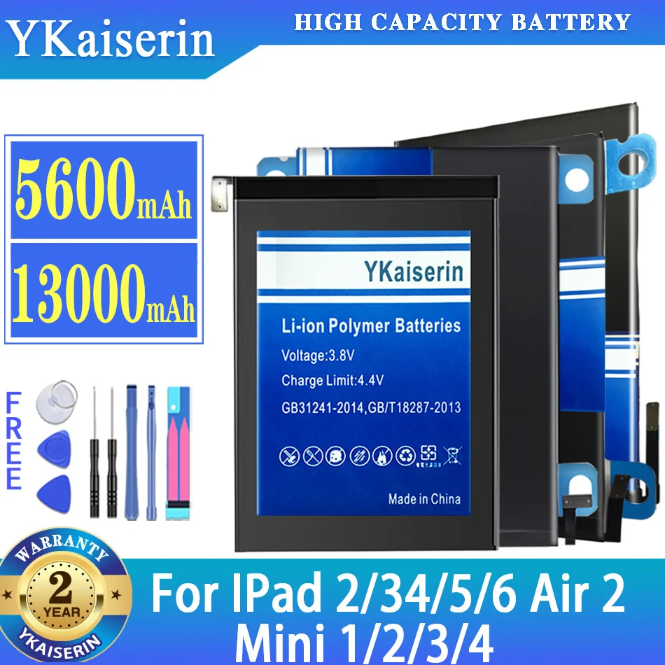 

YKaiserin Battery For iPad (2 3 5 6) iPad2 iPad3 iPad5 iPad6 Air 2 Air2 Mini (1 2 3 4) Mini1 Mini2 Mini3 Mini4 Batteria