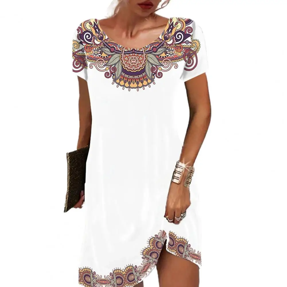 Women Dress Printing Short Sleeve Vintage Ethnic Style Crew Neck Decorate Skin-touch Fashion Loose A-Line Skirt Summer Clothing
Women Dress Printing Short Sleeve Vintage Ethnic Style Crew Neck Decorate Skin-touch Fashion Loose A-Line Skirt Summer Clothing