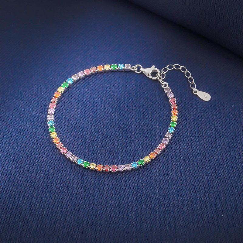 New Fashion Trend Rainbow S925 Silver Inlaid 5A Zircon 2.5mm Bracelet Small Design Simple
New Fashion Trend Rainbow S925 Silver Inlaid 5A Zircon 2.5mm Bracelet Small Design Simple