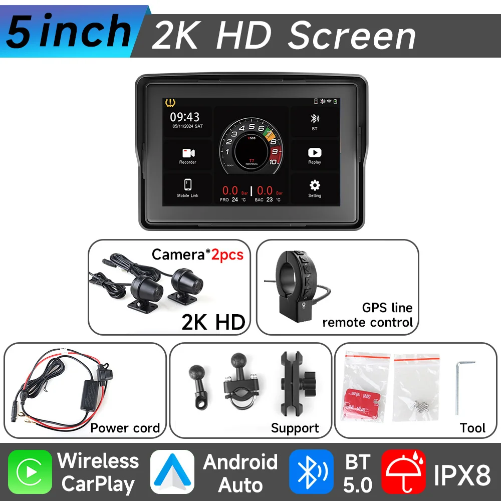 2K HD видеорегистратор мотоцикл GPS-навигация беспроводной Carplay Android автомобильный плеер IP67 Waterof экран Bluetooth
2K HD видеорегистратор мотоцикл GPS-навигация беспроводной Carplay Android автомобильный плеер IP67 Waterof экран Bluetooth