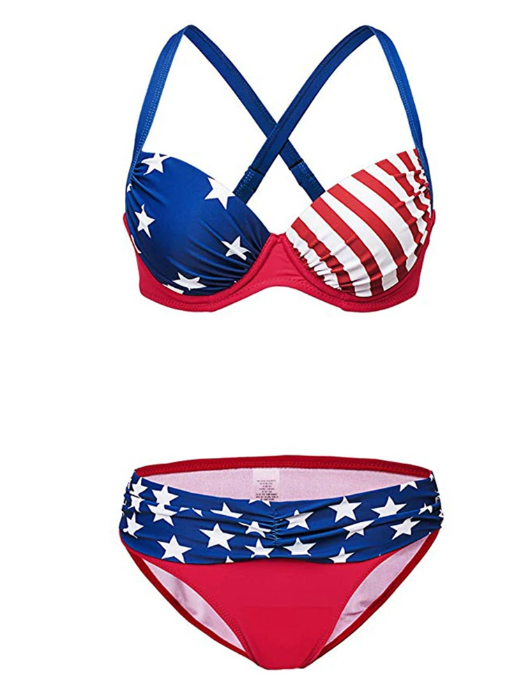 American Flag Bikini Set Underwire Push Up Swim Wear for Women 2 Piece Bikinis Bath Exits Striped Straps Outfit Large Size Suit
American Flag Bikini Set Underwire Push Up Swim Wear for Women 2 Piece Bikinis Bath Exits Striped Straps Outfit Large Size Suit
