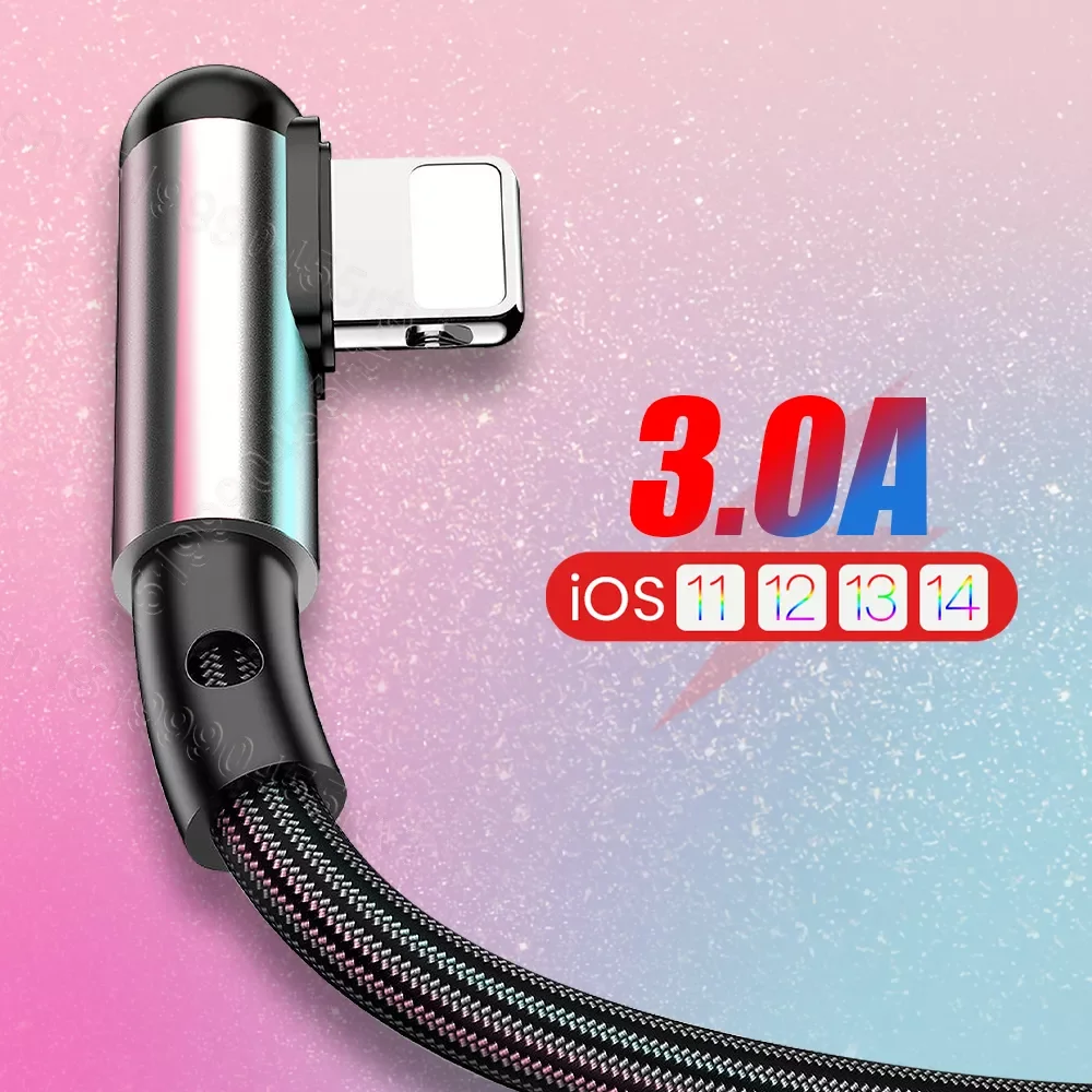 90 Degree Fast Charging USB Cable For iPhone 13 12 11 Pro Max XS XR X 8 7 6 6S 5S L-shape Nylon USB Wire Cord Alloy Phone Cable
90 Degree Fast Charging USB Cable For iPhone 13 12 11 Pro Max XS XR X 8 7 6 6S 5S L-shape Nylon USB Wire Cord Alloy Phone Cable