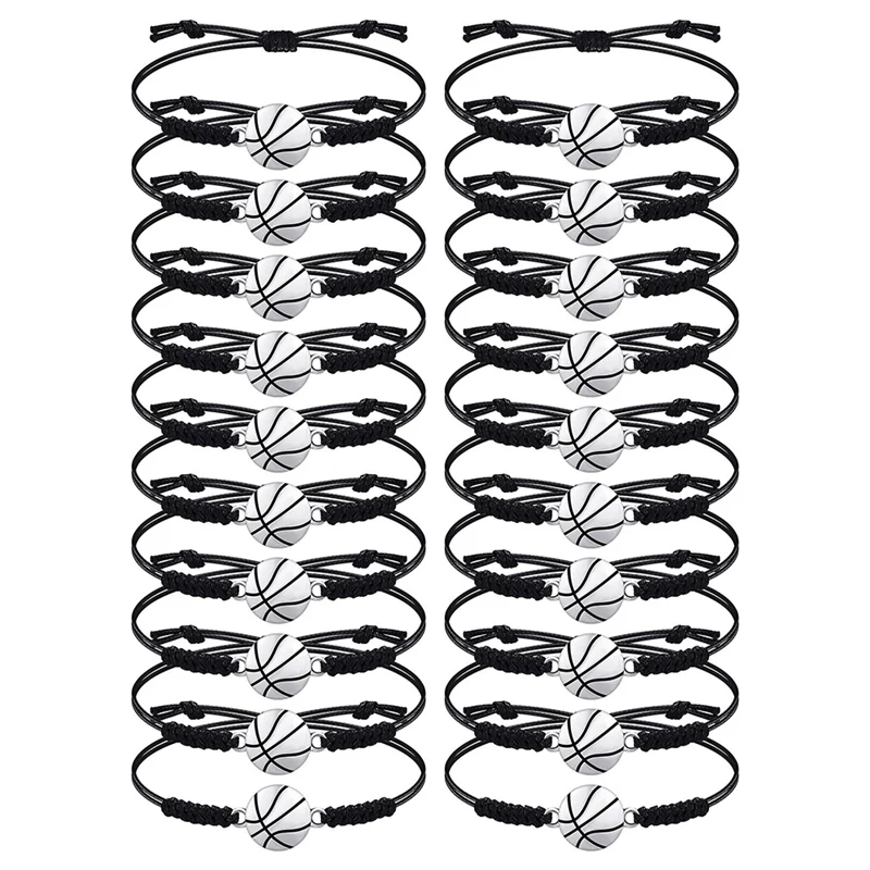20 Pieces Basketball Bracelets Adjustable Basketball Charm Bracelet Basketball Cord Braided Bracelet with Charm
20 Pieces Basketball Bracelets Adjustable Basketball Charm Bracelet Basketball Cord Braided Bracelet with Charm