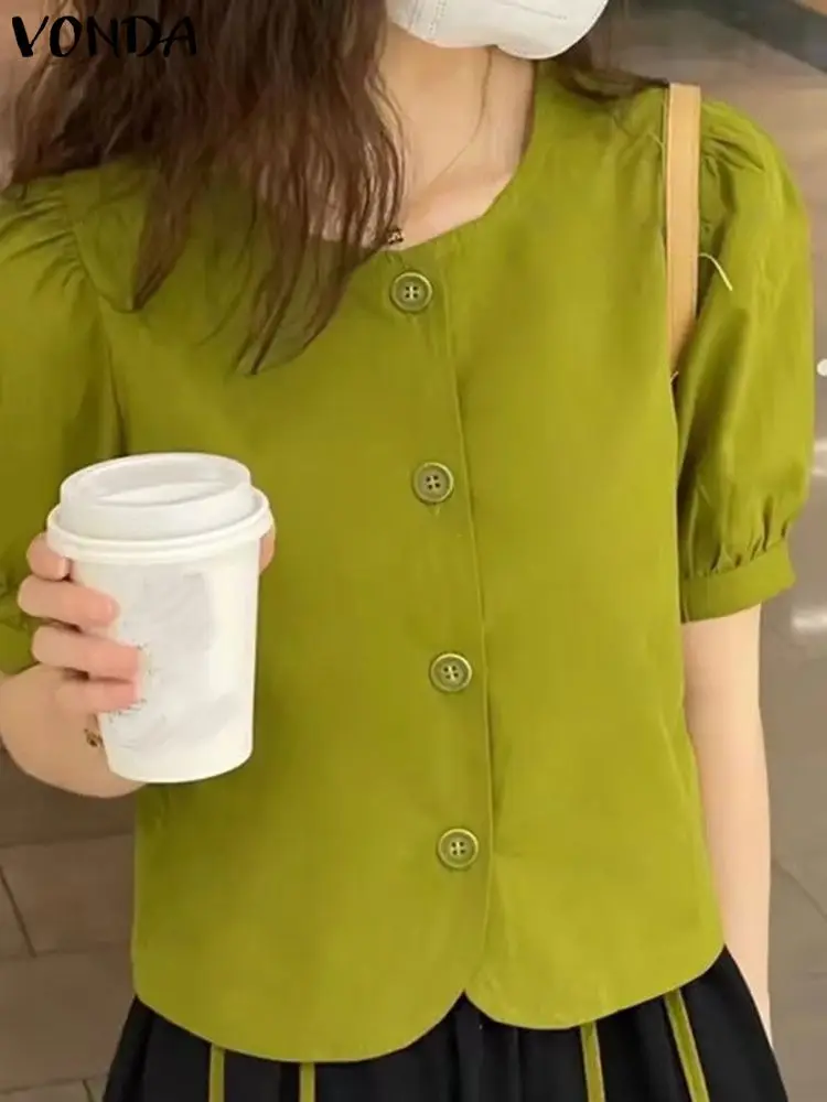 VONDA Women Short Sleeve Shirts Summer Tunic Tops 2023 Fashion Buttons Solid Color Casual Blouses Loose Round Neck Blusas Femme
VONDA Women Short Sleeve Shirts Summer Tunic Tops 2023 Fashion Buttons Solid Color Casual Blouses Loose Round Neck Blusas Femme