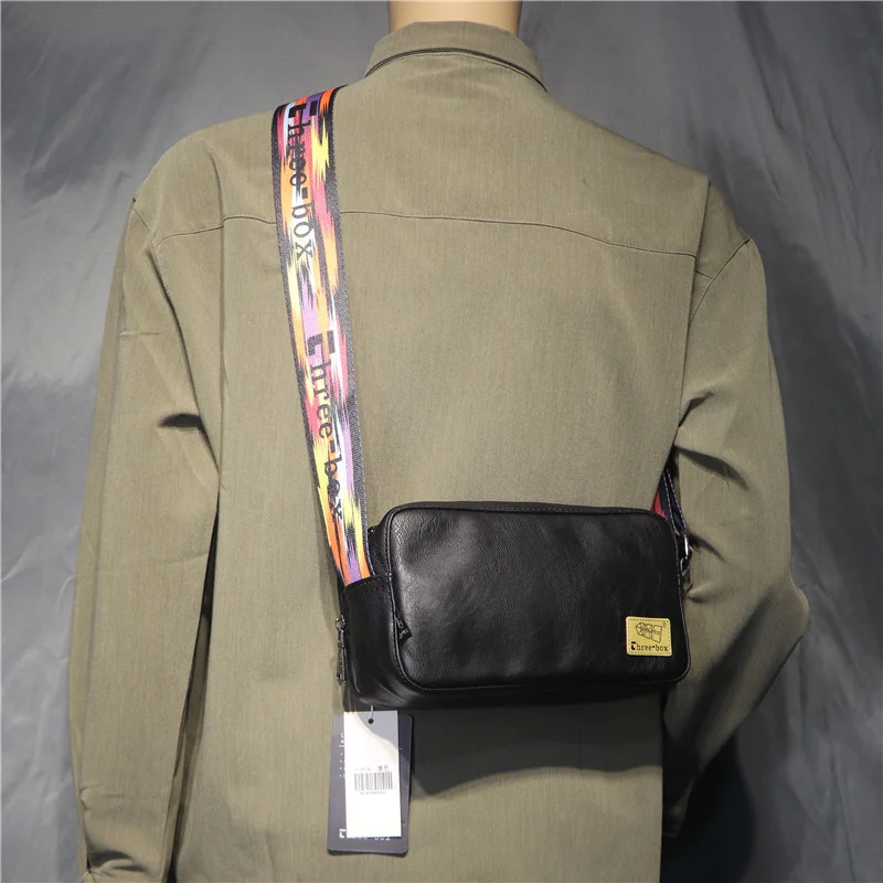 

Japan and South Korea men's color belt messenger bag leisure fashion brand men's and women's messenger broadband