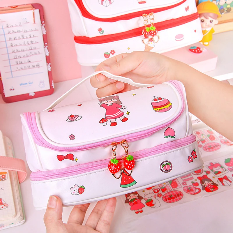 2 Tiers Strawberry Pencil Pens Holder Bag Cute Stationery Storage Case Dust-proof Large Size Portable Cosmetics Ziplock Bag Bin
2 Tiers Strawberry Pencil Pens Holder Bag Cute Stationery Storage Case Dust-proof Large Size Portable Cosmetics Ziplock Bag Bin