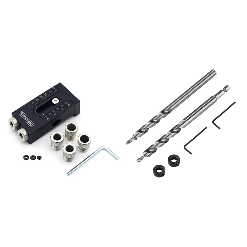 2Pcs 3/8 Inch Pocket Hole Drill Bit & 3Pcs Pocket Hole Jig Kit 6/8/9.5Mm Angle Drill Guide Woodwoorking Tool
2Pcs 3/8 Inch Pocket Hole Drill Bit & 3Pcs Pocket Hole Jig Kit 6/8/9.5Mm Angle Drill Guide Woodwoorking Tool