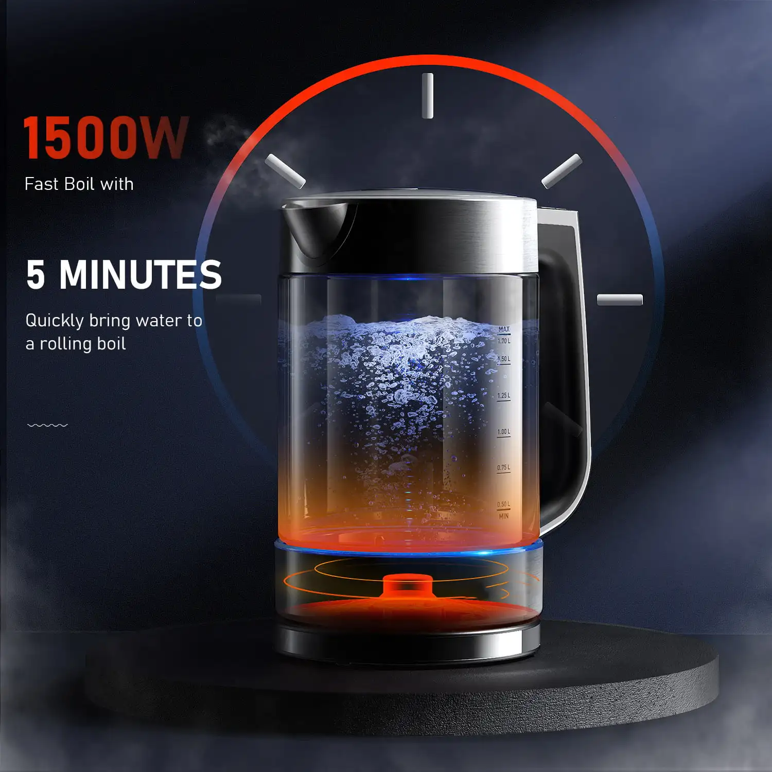 New Electric Kettle Variable Temperature Tea Kettle 1.7L 1500W Fast Boil Glass Water Kettle w/ 1Hr Keep Warm Function Boil-Dr
New Electric Kettle Variable Temperature Tea Kettle 1.7L 1500W Fast Boil Glass Water Kettle w/ 1Hr Keep Warm Function Boil-Dr
