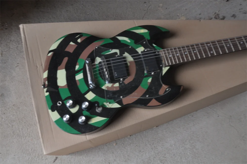 Chinese guitar factory custom Camouflage black circle electric guitar in stock 202237 SG guitar
Chinese guitar factory custom Camouflage black circle electric guitar in stock 202237 SG guitar