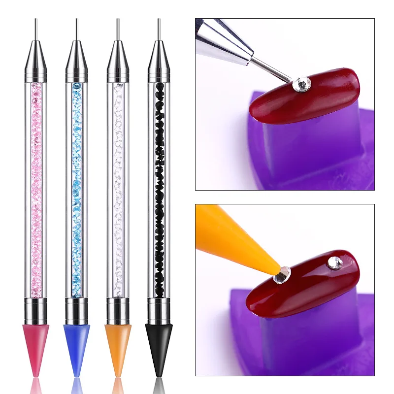 

Beads Dotting Pencil Glitter Wax Crystal Art Rhinestone Powder Dual-ended Tools Handle 1pc Nail Studs Nail Pen Picker Manicure