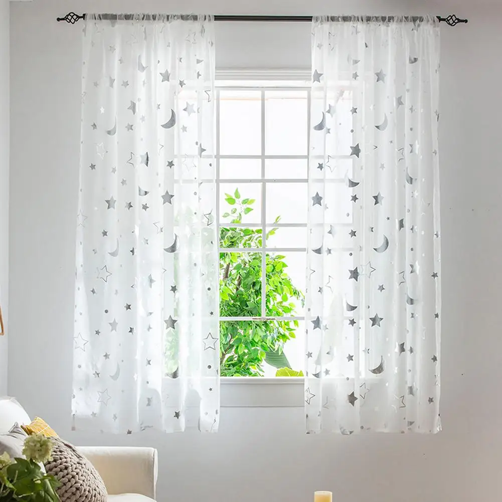 1pc Translucent Sheer Curtains Moon Star Printed Window Curtain For Home Living Room Bedroom Decoration
1pc Translucent Sheer Curtains Moon Star Printed Window Curtain For Home Living Room Bedroom Decoration