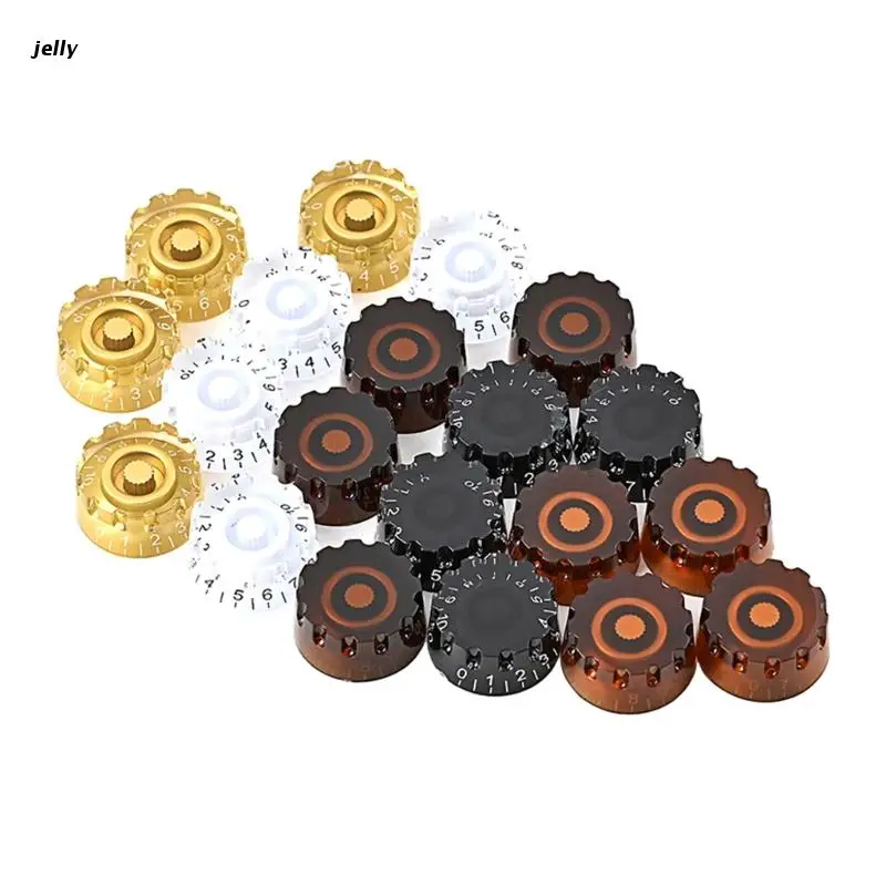 

448C 4Pcs Electric Guitar Potentiometer Control Knobs with Dia 6mm/0.24" Shaft Pots Speed Volume Tone Knob Replacement Parts