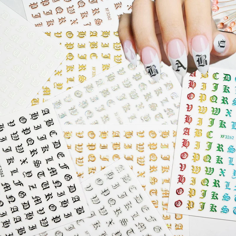 3D Nail Art Stickers Gothic Colorful Letter Cool Design Alphabet Adhesive Slider Nail Inscription Manicure Decoration
3D Nail Art Stickers Gothic Colorful Letter Cool Design Alphabet Adhesive Slider Nail Inscription Manicure Decoration