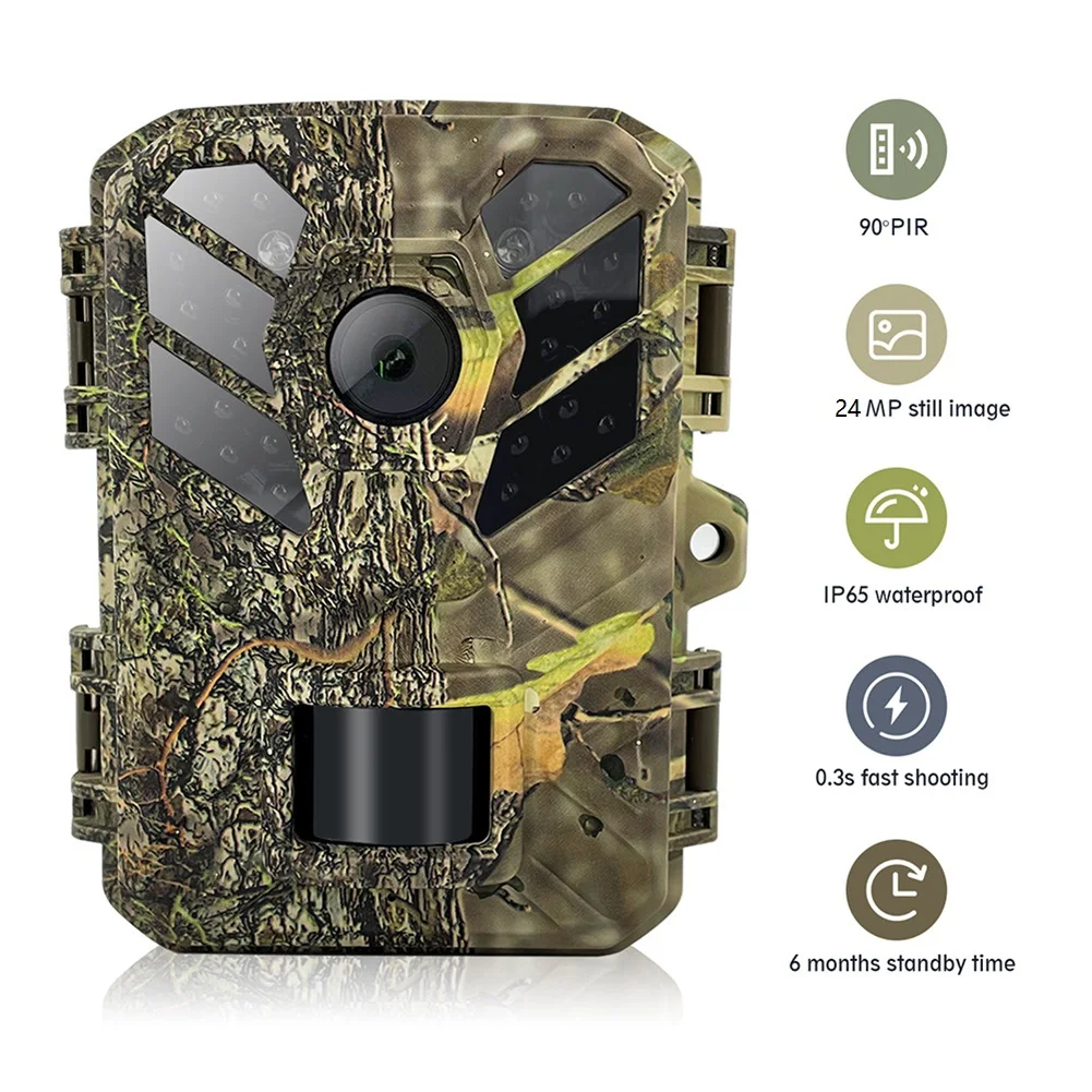 New Mini Trail Camera Full HD 1080P 24MP Infrared Night Vision Hunting Camera Waterproof Wildlife Monitoring Scouting Camera
New Mini Trail Camera Full HD 1080P 24MP Infrared Night Vision Hunting Camera Waterproof Wildlife Monitoring Scouting Camera