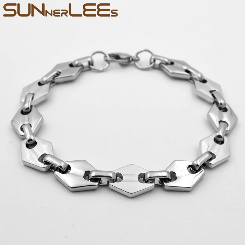 SUNNERLEES Fashion Jewelry Stainless Steel Bracelet 11mm Geometric Link Chain Silver Color Gold Plated Men Women Gift SC135 
SUNNERLEES Fashion Jewelry Stainless Steel Bracelet 11mm Geometric Link Chain Silver Color Gold Plated Men Women Gift SC135