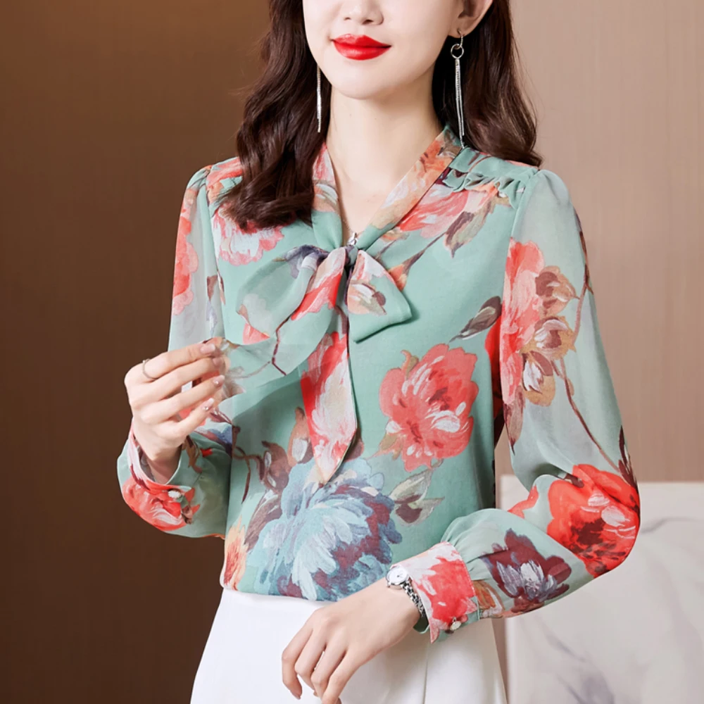 New Summer Floral Printed Shirts Women Vintage Bow Neck Long Sleeve Chiffon Shirt Blouses Ladies Casual Tops 2022 Female Clothes
New Summer Floral Printed Shirts Women Vintage Bow Neck Long Sleeve Chiffon Shirt Blouses Ladies Casual Tops 2022 Female Clothes