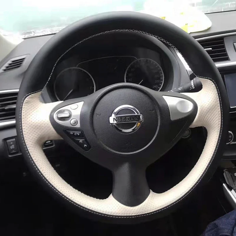 For Nissan Teana X-Trail Qashqai Kicks Bluebird Sylphy Tiida SUNNY Murano Black Beige Leather Car Steering Wheel Cover Interior 
For Nissan Teana X-Trail Qashqai Kicks Bluebird Sylphy Tiida SUNNY Murano Black Beige Leather Car Steering Wheel Cover Interior