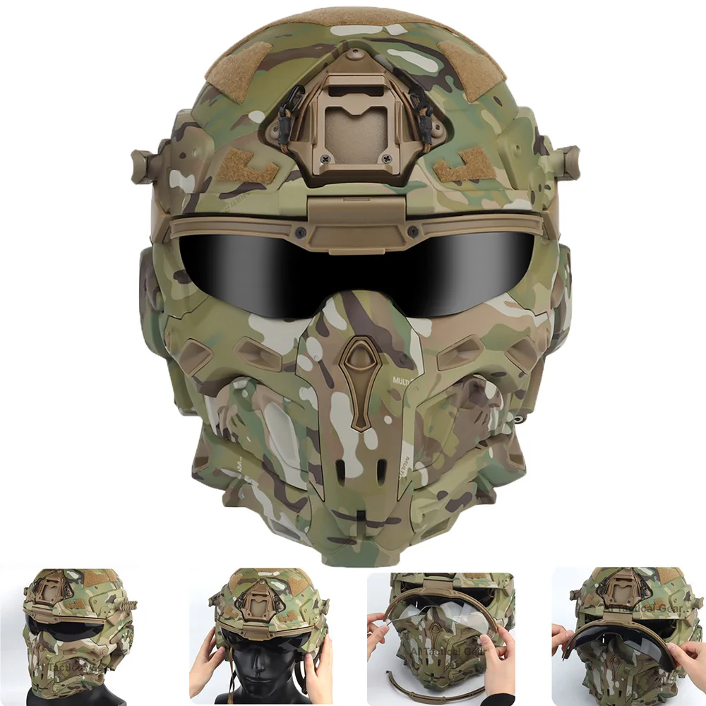 WosporT W-Ronin Assault Tactical Helmet Modular Design with Mask and Goggles Built-in HD Headset Anti-Fog Fan Airsoft Equipment
WosporT W-Ronin Assault Tactical Helmet Modular Design with Mask and Goggles Built-in HD Headset Anti-Fog Fan Airsoft Equipment