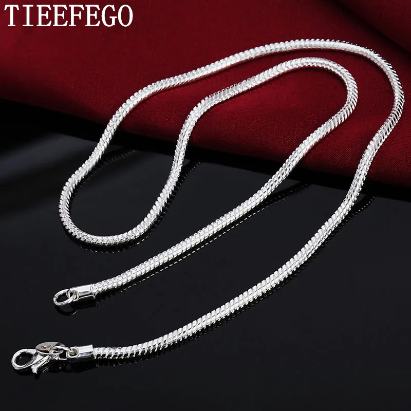 TIEEFEGO 925 Sterling Silver 16/18/20/22/24 Inch 3mm Snake Chain Necklace For Women Man Fashion Wedding Party Charm Jewelry
TIEEFEGO 925 Sterling Silver 16/18/20/22/24 Inch 3mm Snake Chain Necklace For Women Man Fashion Wedding Party Charm Jewelry