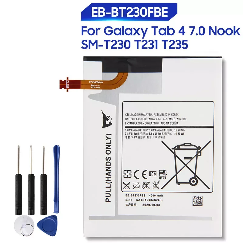 Replacement Tablet Battery For Samsung Galaxy Tab 4 7.0 Nook SM-T230 T231 T235 EB-BT239ABE EB-BT230FBE EB-BT230FBU
Replacement Tablet Battery For Samsung Galaxy Tab 4 7.0 Nook SM-T230 T231 T235 EB-BT239ABE EB-BT230FBE EB-BT230FBU