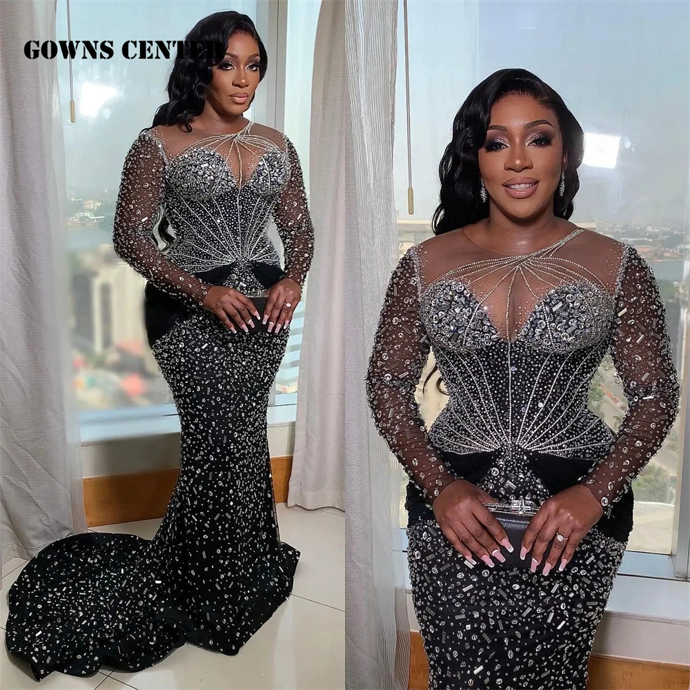 Luxury Black Aso Ebi Evening Dresses Sliver Beaded Long Sleeve Wedding Party Dress Mermaid Elegant African Formal Dress vestidos
Luxury Black Aso Ebi Evening Dresses Sliver Beaded Long Sleeve Wedding Party Dress Mermaid Elegant African Formal Dress vestidos