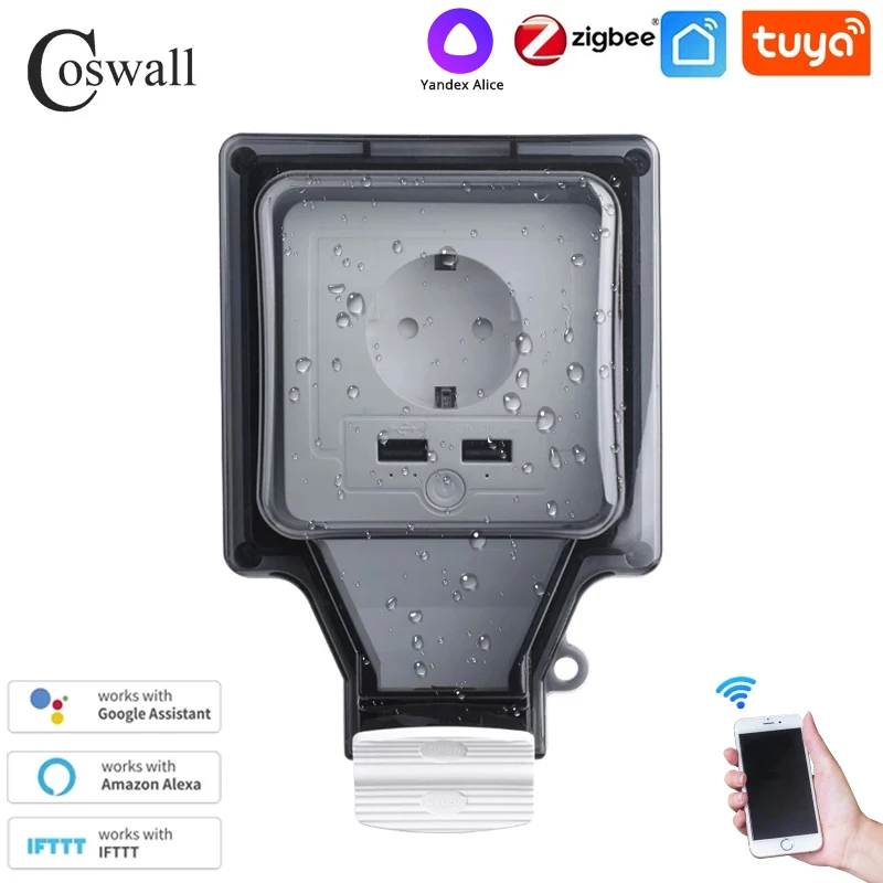 Zigbee Tuya IP66 Waterproof EU Socket 2 USB Charging Port Independent Control Timer Switch Programmable With Alexa Google Home
Zigbee Tuya IP66 Waterproof EU Socket 2 USB Charging Port Independent Control Timer Switch Programmable With Alexa Google Home