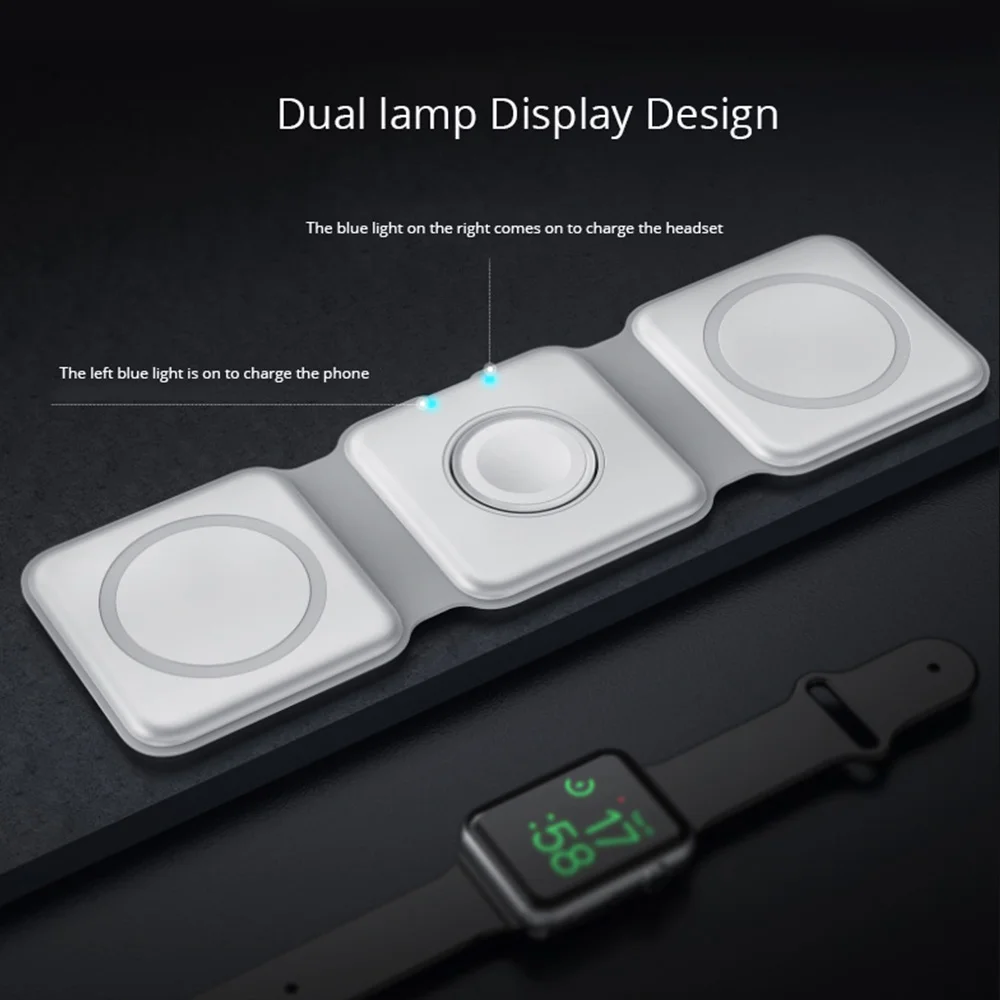 Magnetic 3 in 1 Fast Wireless Charger 15W Foldable Charging Station for iPhone 13 12 Pro Max Mini iWatch 7 6 SE AirPods 2 3 Pro
Magnetic 3 in 1 Fast Wireless Charger 15W Foldable Charging Station for iPhone 13 12 Pro Max Mini iWatch 7 6 SE AirPods 2 3 Pro