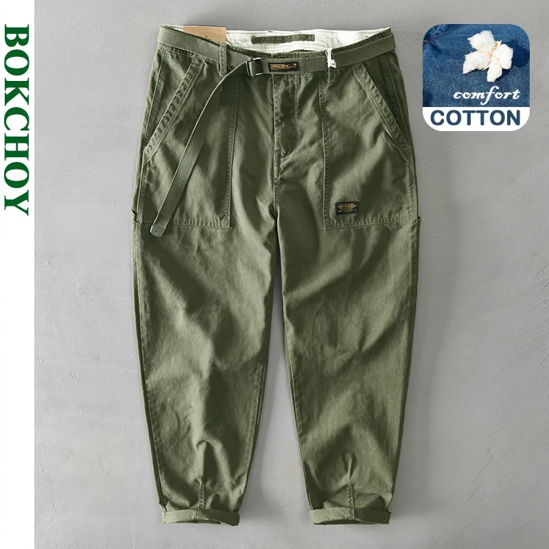 Autumn Winter New Pure Cotton Men Cargo Pants Korean Style Male Casual Loose Belt Mid Waist Slim Fit Pencil Trouser GAZ329 Z378
Autumn Winter New Pure Cotton Men Cargo Pants Korean Style Male Casual Loose Belt Mid Waist Slim Fit Pencil Trouser GAZ329 Z378