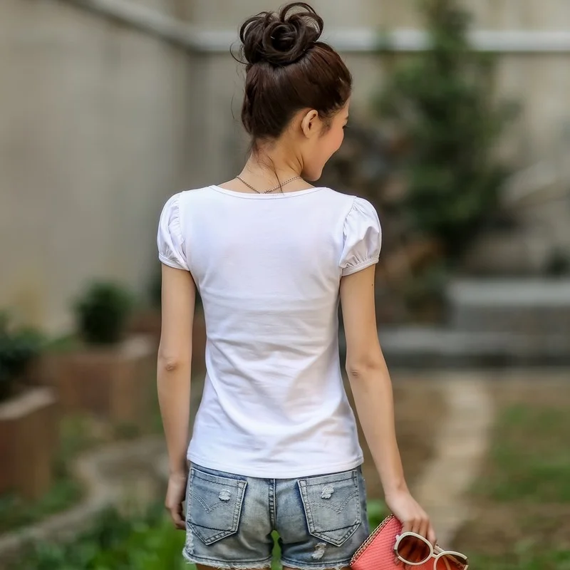 New Summer Woman Fashion Cotton - Print Puff Sleev O-Neck shirt Short Sleeve ees female Tops
New Summer Woman Fashion Cotton - Print Puff Sleev O-Neck shirt Short Sleeve ees female Tops
