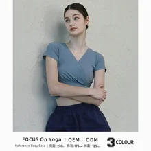 Y2K New Summer Short-sleeved Sports Fitness Top Solid Color Temperament Waist Closed Dance Clothes Outside A Yoga T-shirt